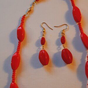 Brand New Red Jewelry Set (neckless and earrings)